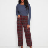 Plaid Patch Pocket Wide Leg Ponte Pants