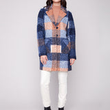 Plaid Boucle Knit Tailored Collar Coat