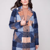 Plaid Boucle Knit Tailored Collar Coat