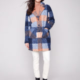 Plaid Boucle Knit Tailored Collar Coat