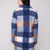 Plaid Boucle Knit Tailored Collar Coat
