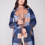 Plaid Boucle Knit Tailored Collar Coat
