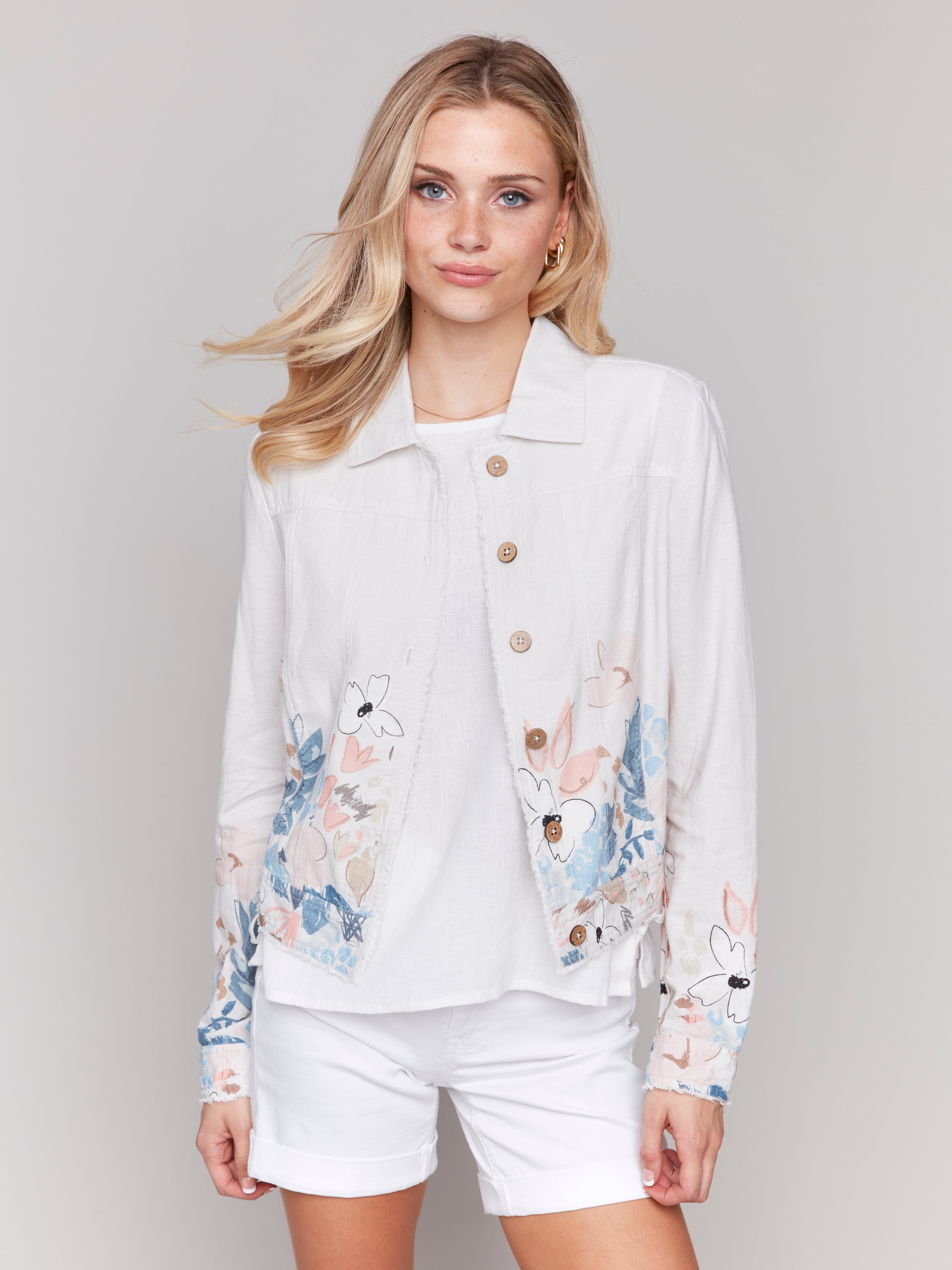 Printed Linen Blend Jacket