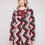 Crochet Design Long Coat with Button Closure