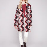 Crochet Design Long Coat with Button Closure