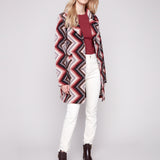 Crochet Design Long Coat with Button Closure