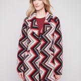 Crochet Design Long Coat with Button Closure