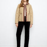 Quilted Jacket With Corduroy Trim