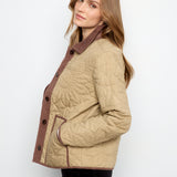 Quilted Jacket With Corduroy Trim