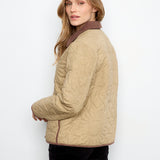 Quilted Jacket With Corduroy Trim