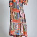 Long Tiered Dress with Elbow Sleeves