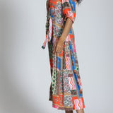 Long Tiered Dress with Elbow Sleeves
