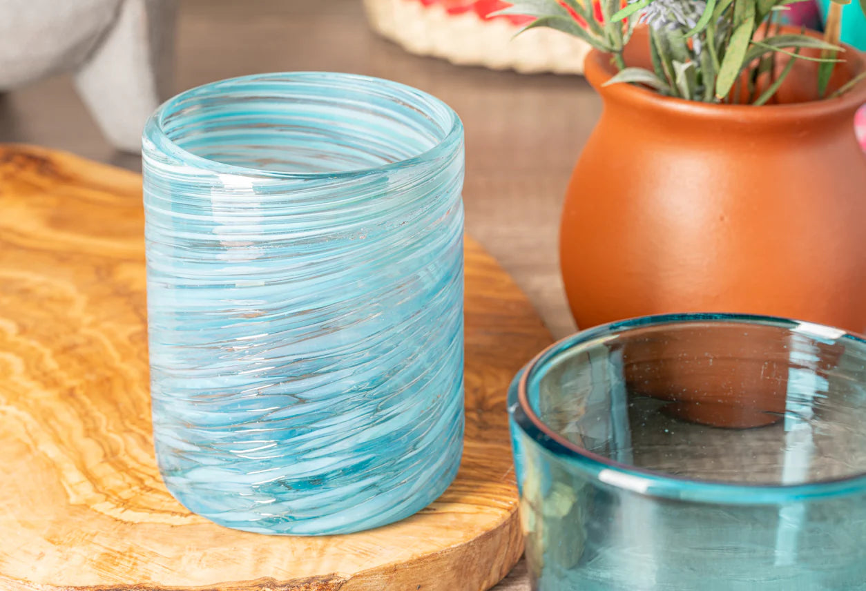 Mexican Handblown Glasses - Aqua