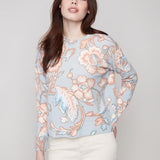 Printed Long Sleeved Crew Neck Sweater