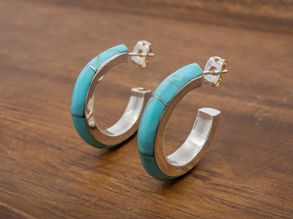 Stone Hoops, Turquoise