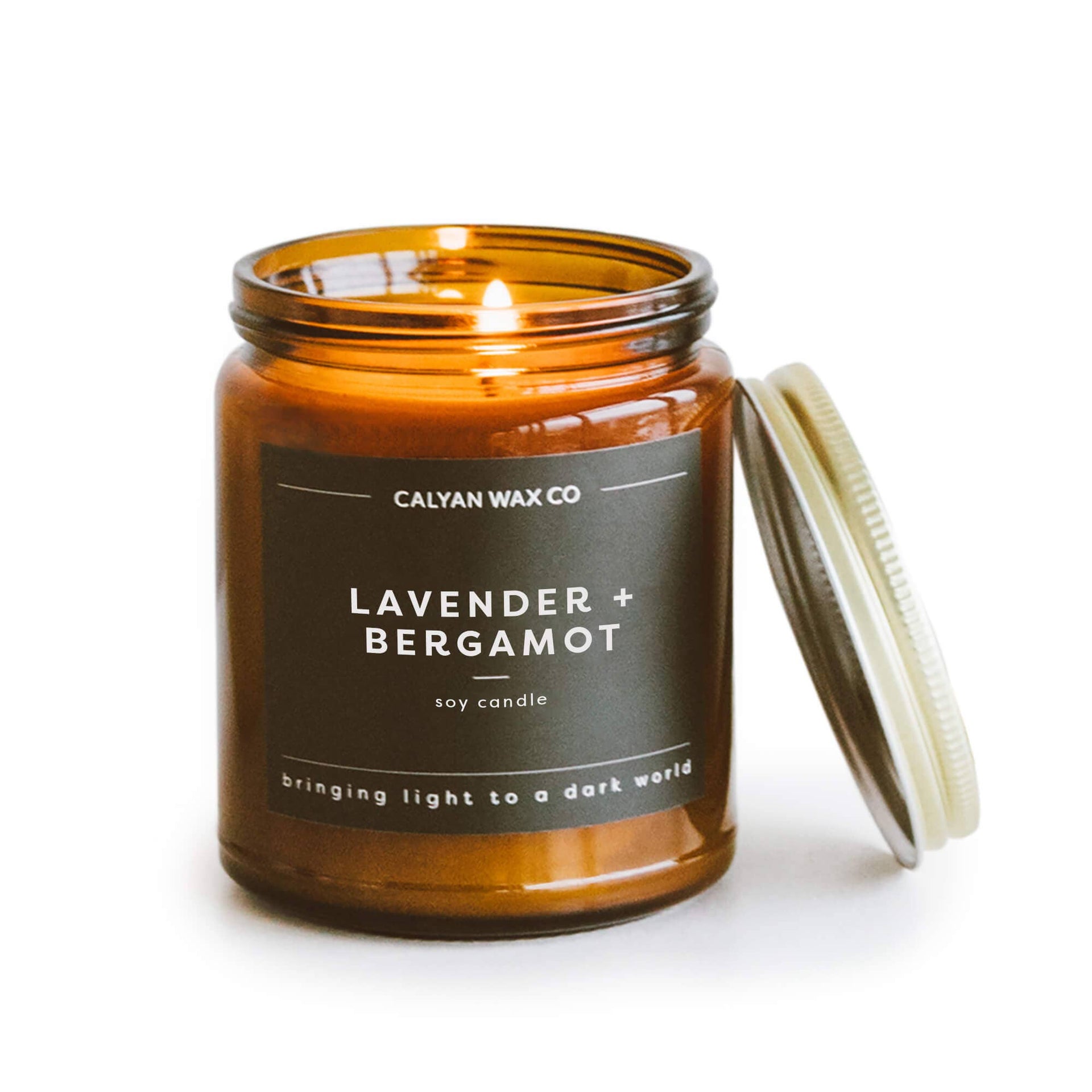 Lavender + Bergamot - Amber Jar Soy Candle