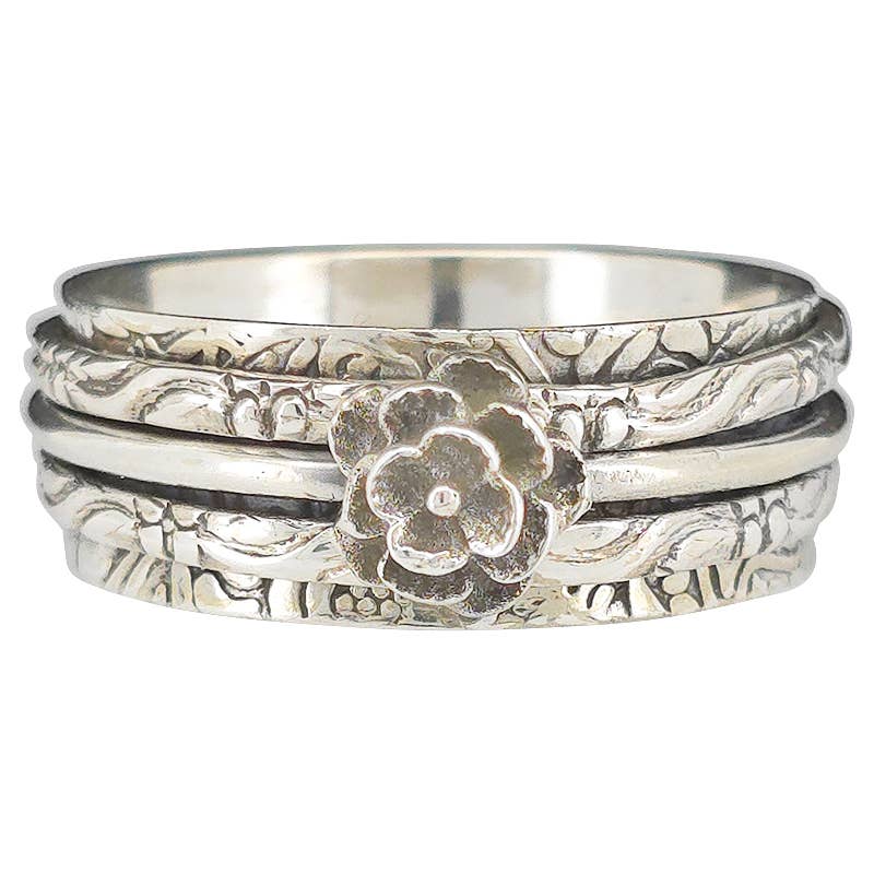 Sterling Silver Rose Spinner Ring - Sugar River Shoppe