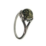 Green Amber Sterling Silver "Flower" Ring - Sugar River Shoppe