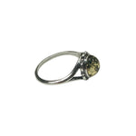Green Amber Sterling Silver "Flower" Ring - Sugar River Shoppe