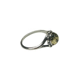 Green Amber Sterling Silver "Flower" Ring - Sugar River Shoppe