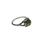 Green Amber Sterling Silver "Flower" Ring - Sugar River Shoppe