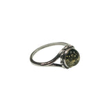 Green Amber Sterling Silver "Flower" Ring - Sugar River Shoppe