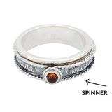 Cognac Amber Spinner Silver Ring - Sugar River Shoppe