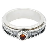 Cognac Amber Spinner Silver Ring - Sugar River Shoppe