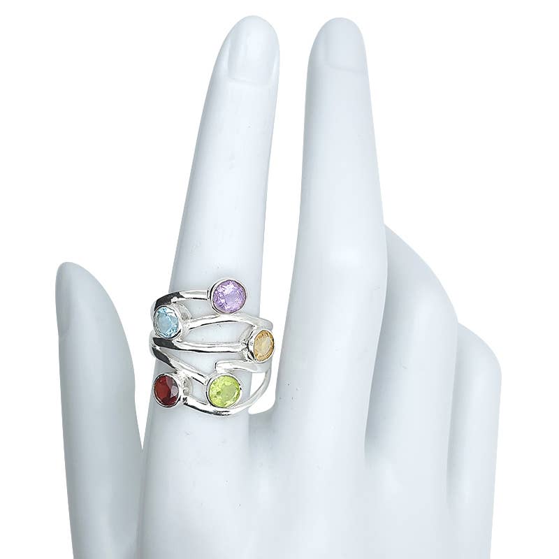 Faceted Multi Gemstone Ring - Sugar River Shoppe