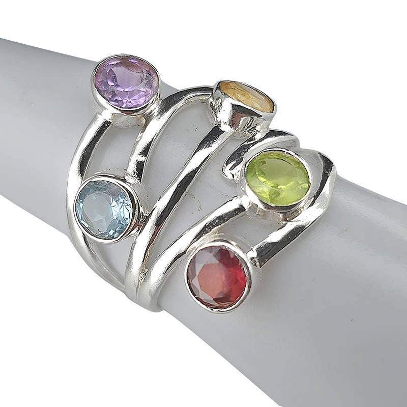Faceted Multi Gemstone Ring - Sugar River Shoppe