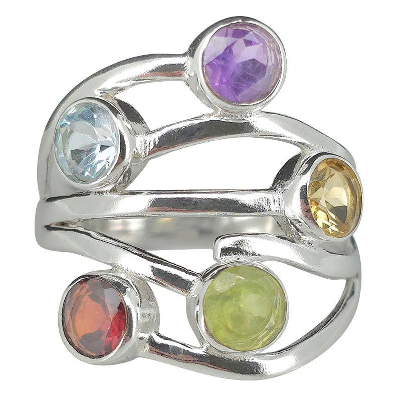 Faceted Multi Gemstone Ring - Sugar River Shoppe