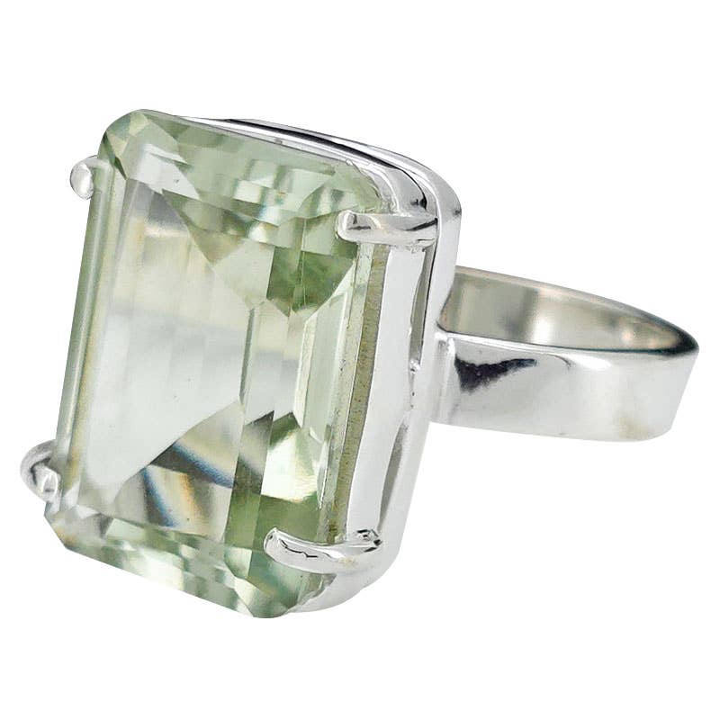 Faceted Prasiolite/Green Amethyst Sterling Silver Ring - Sugar River Shoppe