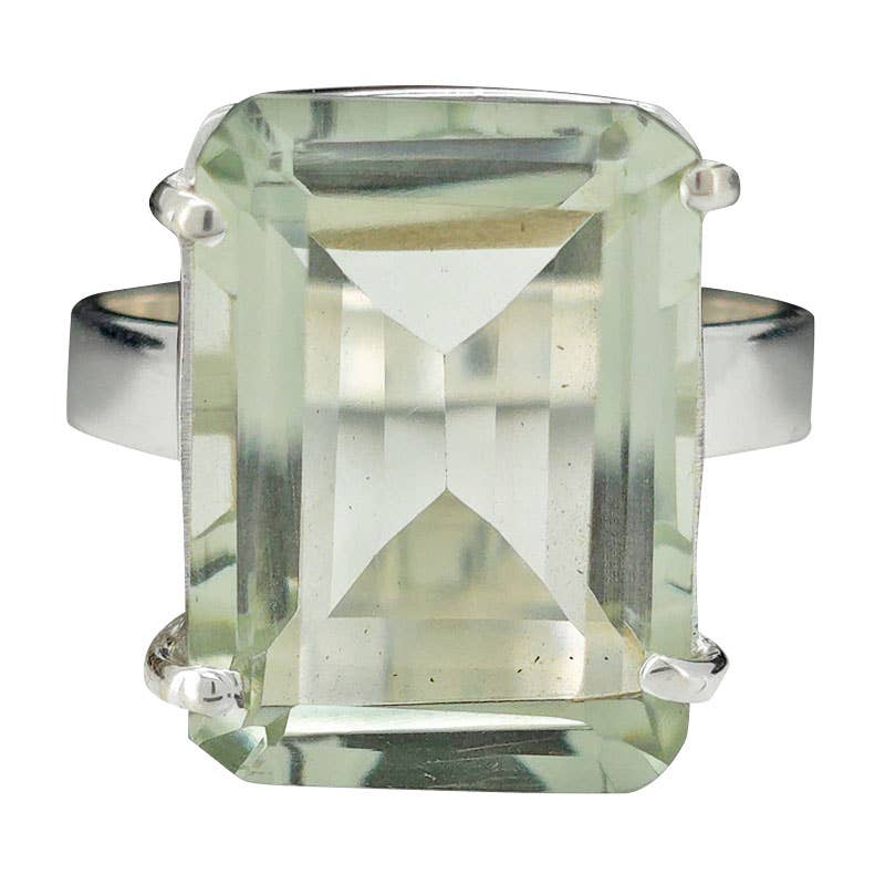 Faceted Prasiolite/Green Amethyst Sterling Silver Ring - Sugar River Shoppe