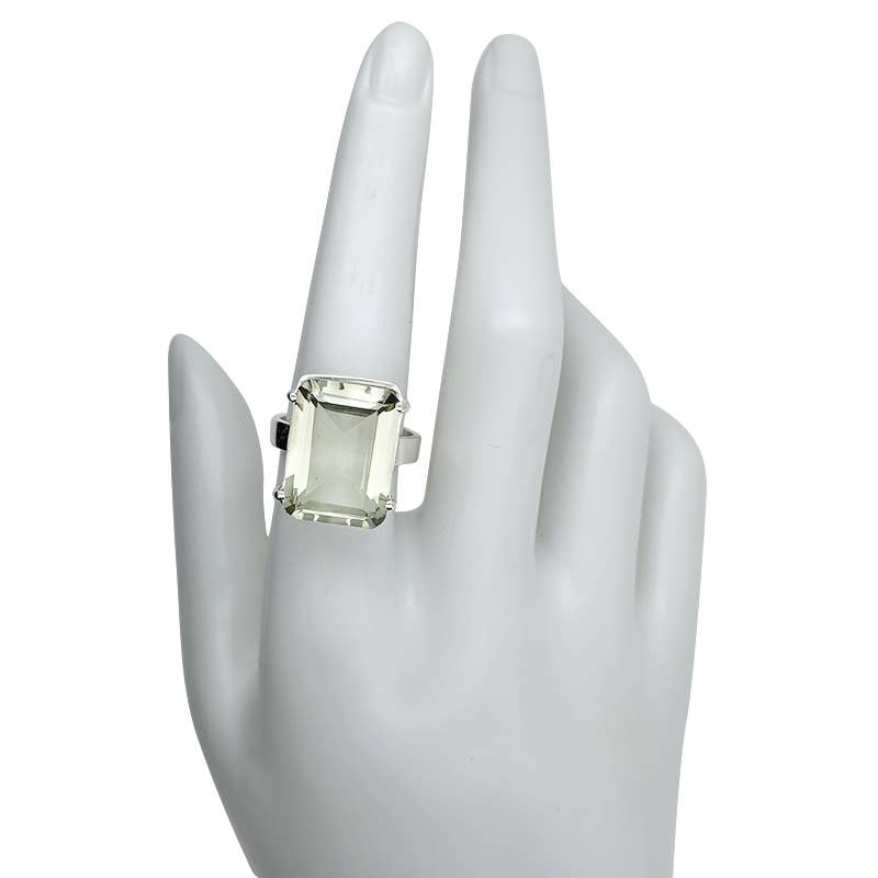 Faceted Prasiolite/Green Amethyst Sterling Silver Ring - Sugar River Shoppe