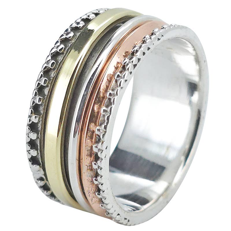 Silver, Brass And Copper Spinner Classic Anxiety Ring - Sugar River Shoppe