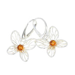 Cognac Amber Sterling Silver Butterfly Earrings On Hooks - Sugar River Shoppe