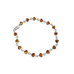 Cognac Amber Sterling Silver Heart Bracelet - Sugar River Shoppe