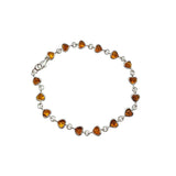 Cognac Amber Sterling Silver Heart Bracelet - Sugar River Shoppe