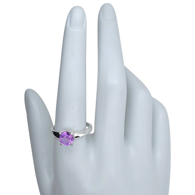 Faceted Amethyst Sterling Silver Ring: 9 - Sugar River Shoppe