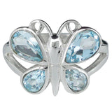 Faceted Blue Topaz Sterling Silver Butterfly Ring: 9 - Sugar River Shoppe