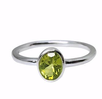 Faceted Peridot Sterling Silver Ring: 7 - Sugar River Shoppe