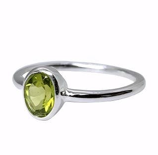 Faceted Peridot Sterling Silver Ring: 7 - Sugar River Shoppe