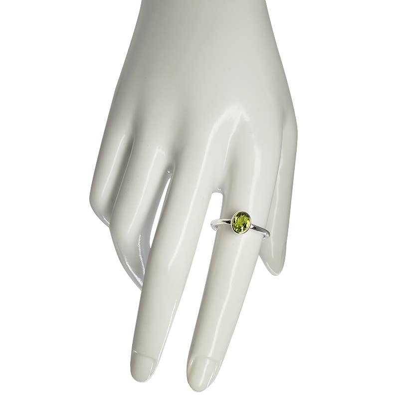 Faceted Peridot Sterling Silver Ring: 7 - Sugar River Shoppe