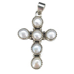 Pearl  Sterling Silver Cross Pendant - Sugar River Shoppe