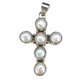 Pearl  Sterling Silver Cross Pendant - Sugar River Shoppe