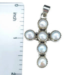 Pearl  Sterling Silver Cross Pendant - Sugar River Shoppe