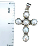 Pearl  Sterling Silver Cross Pendant - Sugar River Shoppe