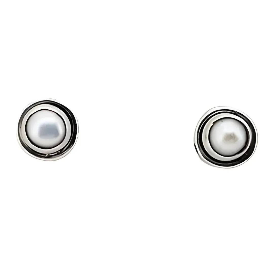 Pearl Sterling Silver Stud Earrings - Sugar River Shoppe