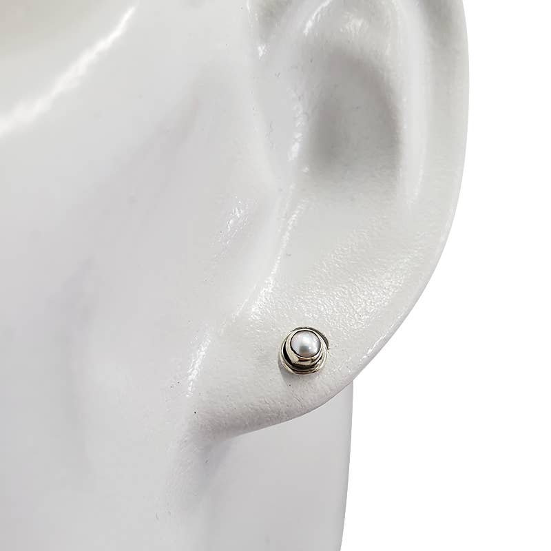 Pearl Sterling Silver Stud Earrings - Sugar River Shoppe