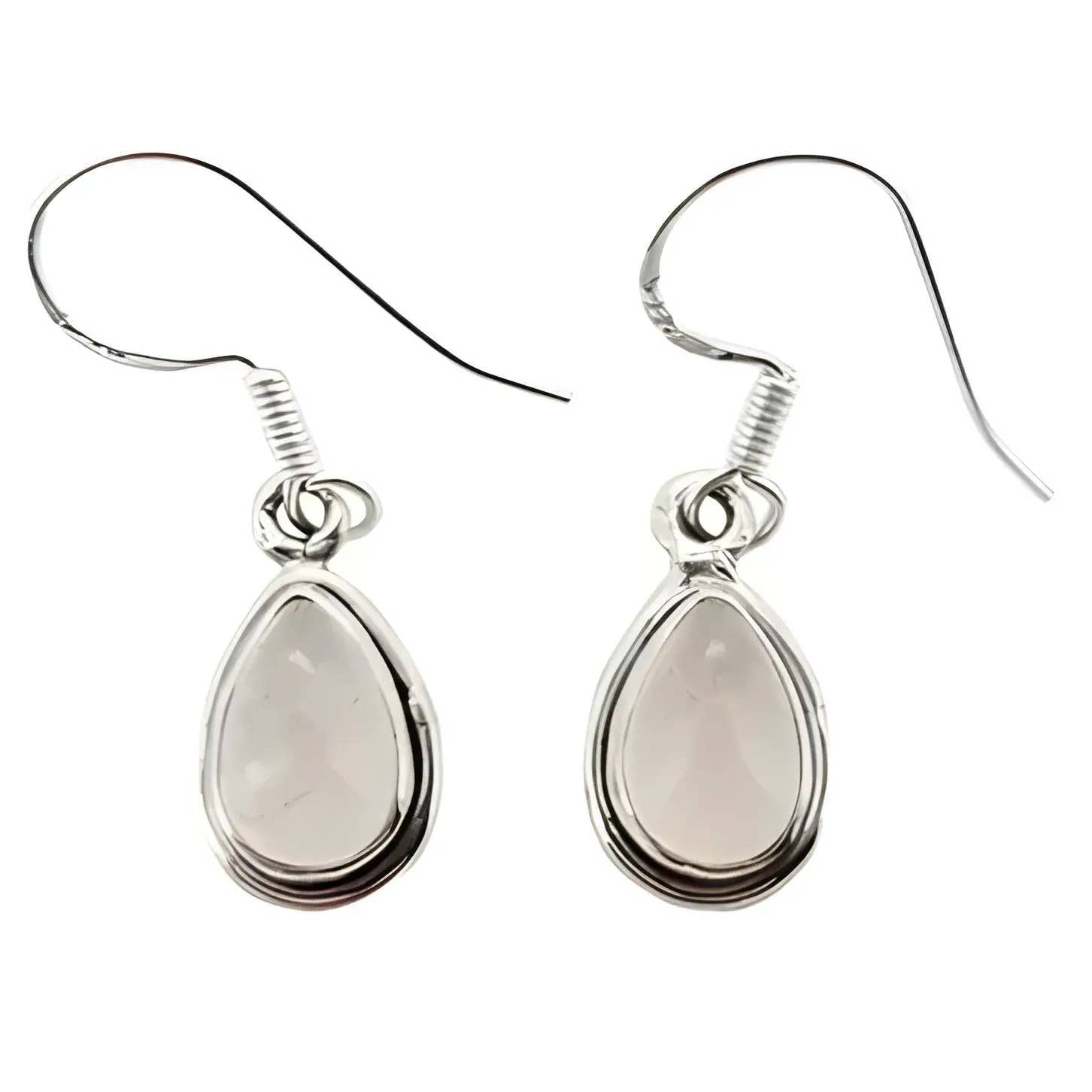 Rose Quartz Silver Dangle Earrings - Sugar River Shoppe